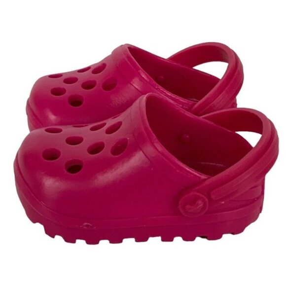Our Generation Doll Shoe Lot Of 2 Pair Pink Plastic Clogs Silver Sparkly Flats - Picture 11 of 16